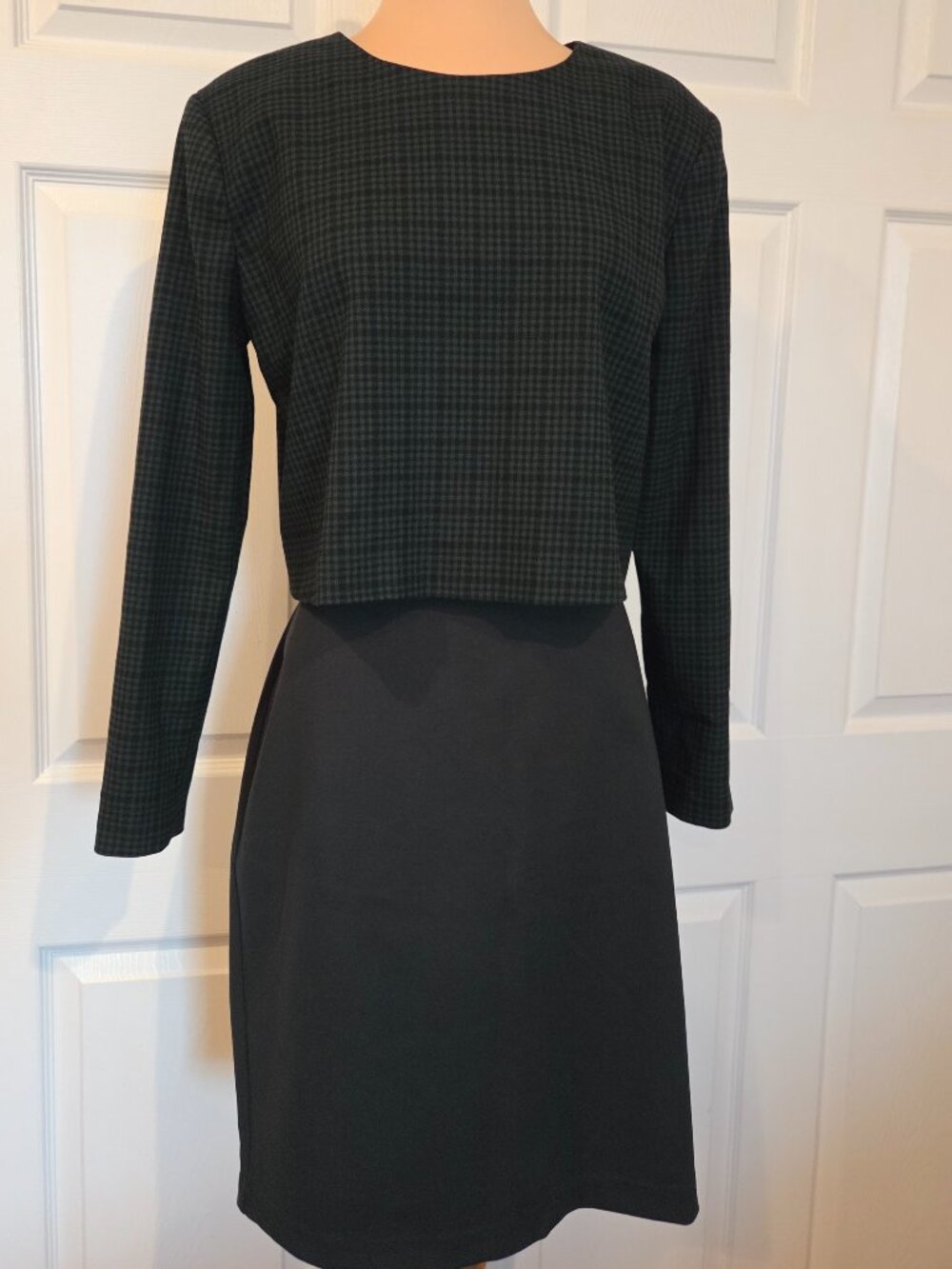 Ann Taylor Dark Green Plaid Long-Sleeve Cropped Jacket Blouse - Picture 16 of 16